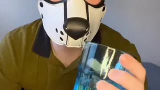 Puppy (Pupplay) drinks his own piss and then his load