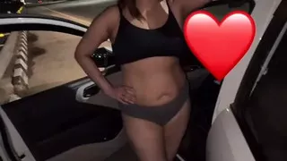 Desi wife flashing to truckers and sucking on highway