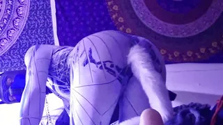 Bodysuit puppy self bondage butt plug tail