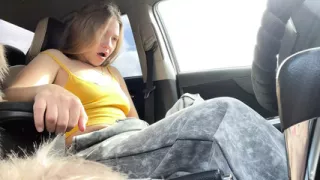 Public squirt in the car. Student cums with squirts!