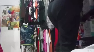 Only for voyeurs. Masturbate watching me change my clothes to go for a run and show my tits in the street