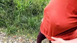 Tits training on pasture and meadow