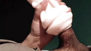 Slamming my rock hard cock so rough with masturbator while sweetly moaning