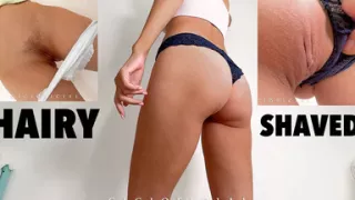 Locker Room with Hairy and Shaved Pussy Girls