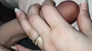Step mom handjob step son dick making him hard for her pussy
