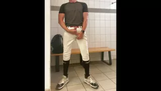 Baseball Geared up JockDad87 Shoots a Load in the Locker Room