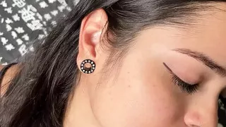 Cute and submissive girlfriend giving a deep and sloppy blowjob to a big dick