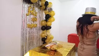 Horny stepmother sent me the pornographic video she recorded on New Year's Eve