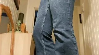 In tight flared girls jeans