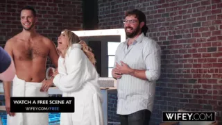 WIFEY Gorgeous Blonde Hotwife Savvy Suxx Rides A Huge Cock In Front Of Fiance