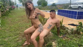The lifeguard rescues her and punishes her with a good fuck