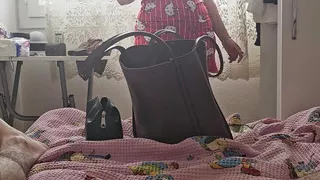 The bitch is at work again, her friend at home has videotaped her, she is oblivious to everything