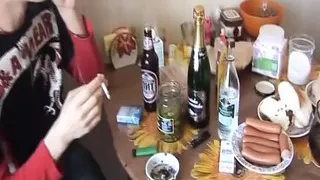 Amateur German babes sharing big dick in hot threesome