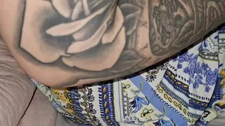 Step mom without panties under dress in bed with step son naked