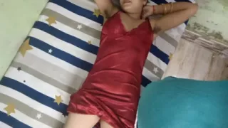 Hot young sister-in-law calls boss in red nightie room and has sex with fat land