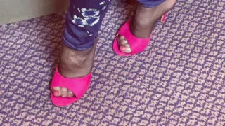 Mrs Mature Feet wearing her stinky old black work tights