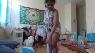 My beautiful ebony as a cleaning lady
