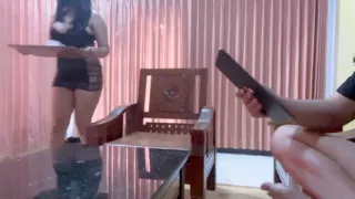 Sexy Waitress Asked To Satisfy Her Employer In The Living Room