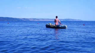 On boat in water Volga-river