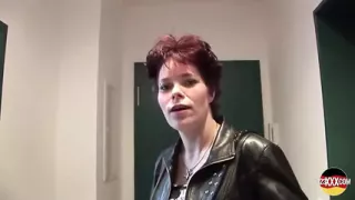 Short Haired German Lady in Stockings Want's Cum All Over Her Pussy