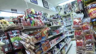 Once they find a spot without cameras the curvy blonde gets railed in the store