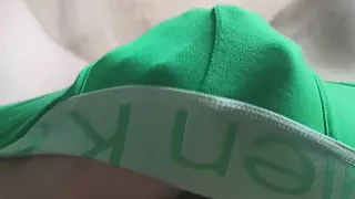 Guy fondles dick through panties, skinny guy