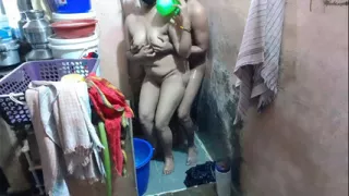 Husband and wife bathing in bathroom then hardcore