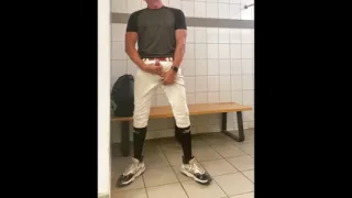Baseball Geared up Jockdad87 Shoots His Alpha Load in the Locker Room