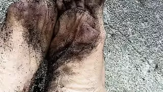 Melove Sexy dirty feet with Long Red Toe Nails