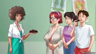 Summertime saga Teacher having sex with teens as she enjoys sucking her tits