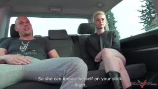 Sex addict chick gets the best fuck of her life in the van