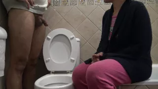 perverted mom watching her stepson piss in front of her