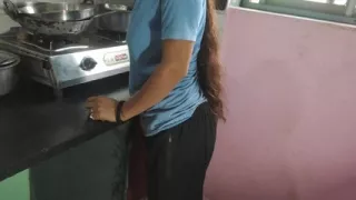 Indian maid sends her step daughter to work and the house owner fucks her in the kitchen (clear hindi audio)