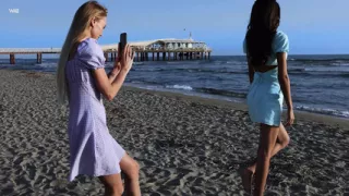 Nancy A and Vanessa  kitchen they get sidetracked and start to stroke each other getting hornier and hornier.