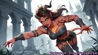 Futanari Karlach Masturbating and Self Suck