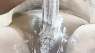 Enjoy with shampoo in bathroom full body show