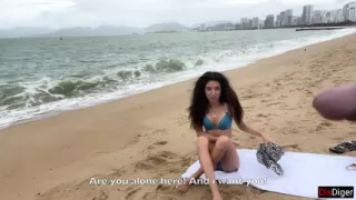 Babe Can I Cum On Your Tits? - Public Cock Flashing On The Beach