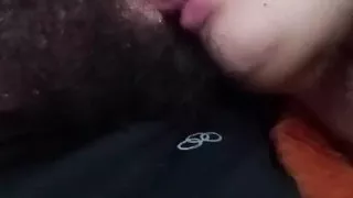 SEXY KISS, slut drinking cuckold's mouth while fucking hard horny cock with her handjob