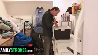 Pretty Blue Eyed Stepdaughter Wakes up with Her Stepdad's Fingers in Her Pussy