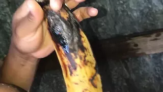 Dominican woman masturbating with a banana