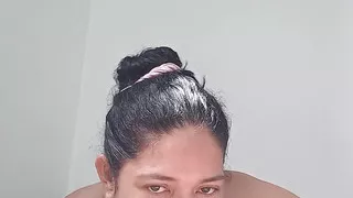 Beautiful girlfriend sucking deep throat