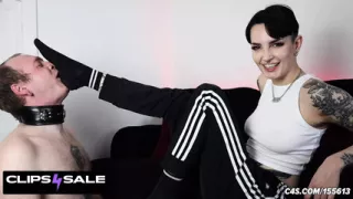 Sweaty Sock Smelling Femdom - Mistress Deep Foot Gagging