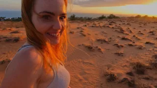 POV: She Gives Him a Blowjob on a Walk through the Desert