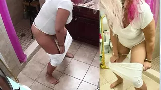 Handcuffed party girl pisses herself and pays the price