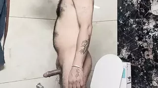Indian daddy taking shower and masterbation