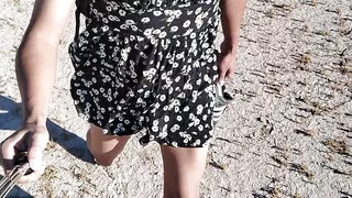 Cute Ladyboy In Public With Very Hot Mini Skirt And Sandals