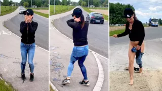 Public Pissing Blooper. Busted by Passing Cars! Timing Fail