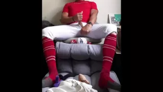 Baseball Player Jockdad87 Shoots a Load in Red Gear
