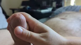 Wife plays and gives me a handjob with lube