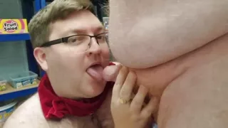 Sucking Daddy in Sweet Shop